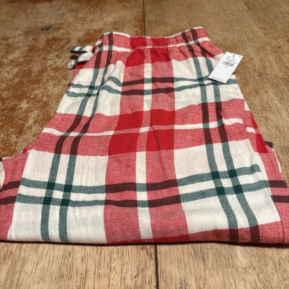 Old Navy Women's Plaid Flannel Pajama Pants Red Green White Drawstring Size M